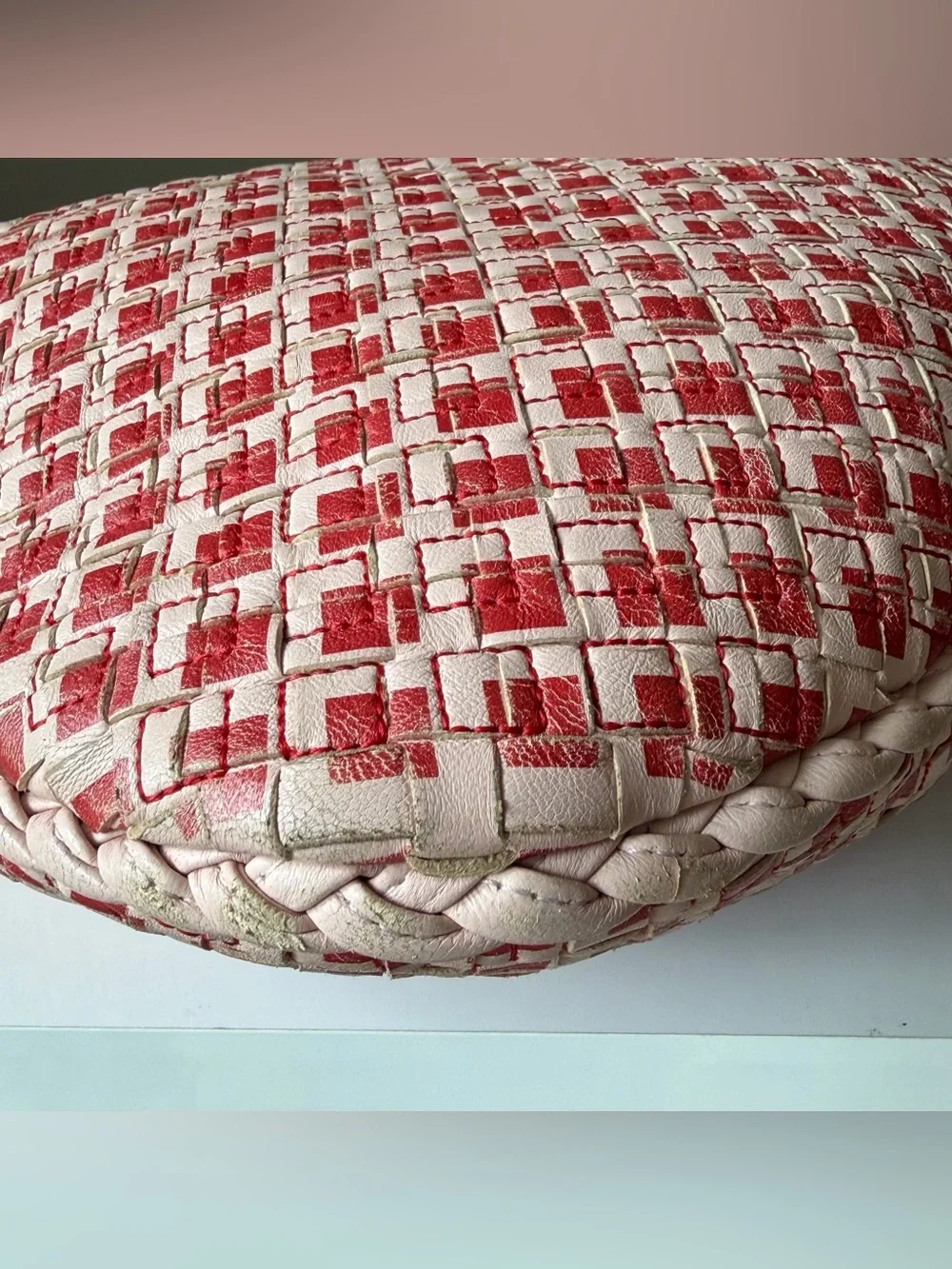 Bottega Veneta Large Veneta Hobo Pink Red Bicolor Intrecciato Leather